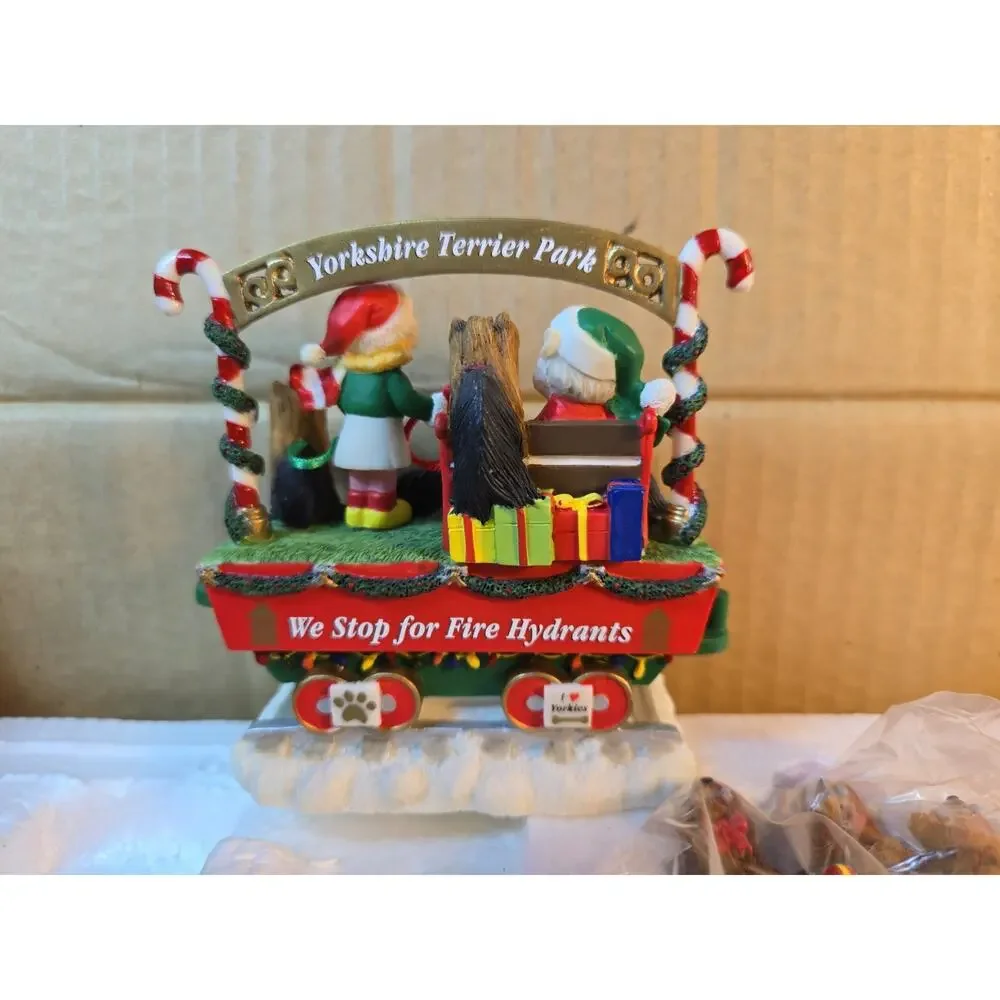 I Love Yorkies Christmas Express Holiday Train by Danbury Mint 6 pcs *READ*
